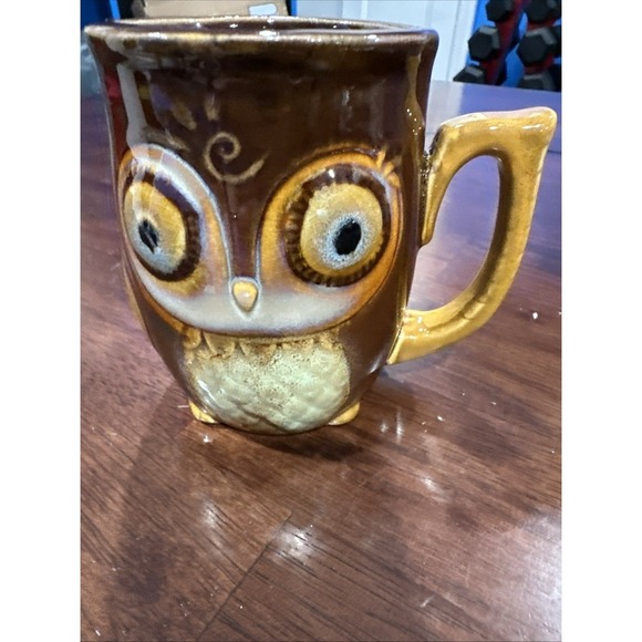 Gibson Home Brown Owl Mug Stoneware‎ Ceramic Glazed Retro - Picture 1 of 4